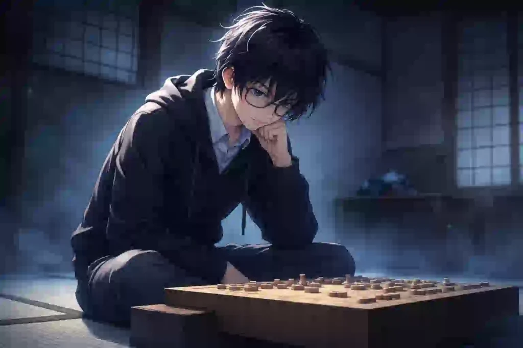 冷たい部屋で将棋盤に向かう青年のイメージ（3月のライオン見どころ）