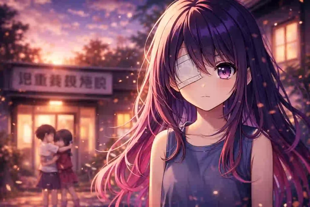 ステージに立つ前、無表情で前を見つめるアイ