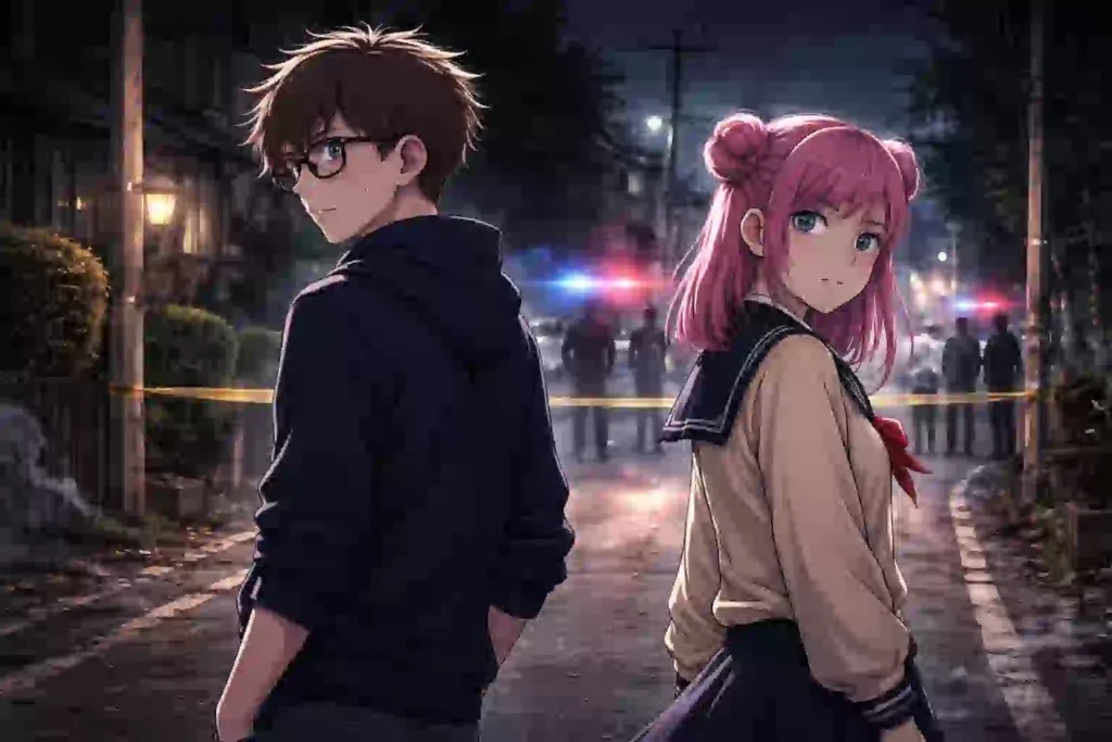 ダンダダン第1話、怪異に追い込まれ並んで立つオカルンとモモ