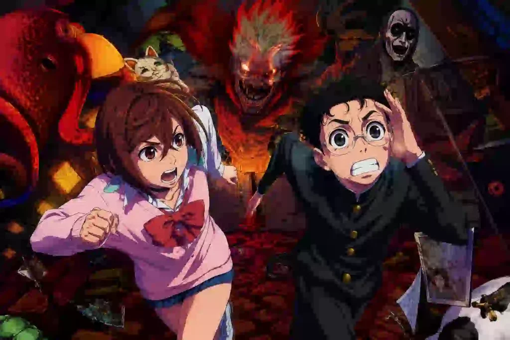 ダンダダン第1話のごちゃ混ぜな世界観とモモとオカルンの出会いを描いたイメージ