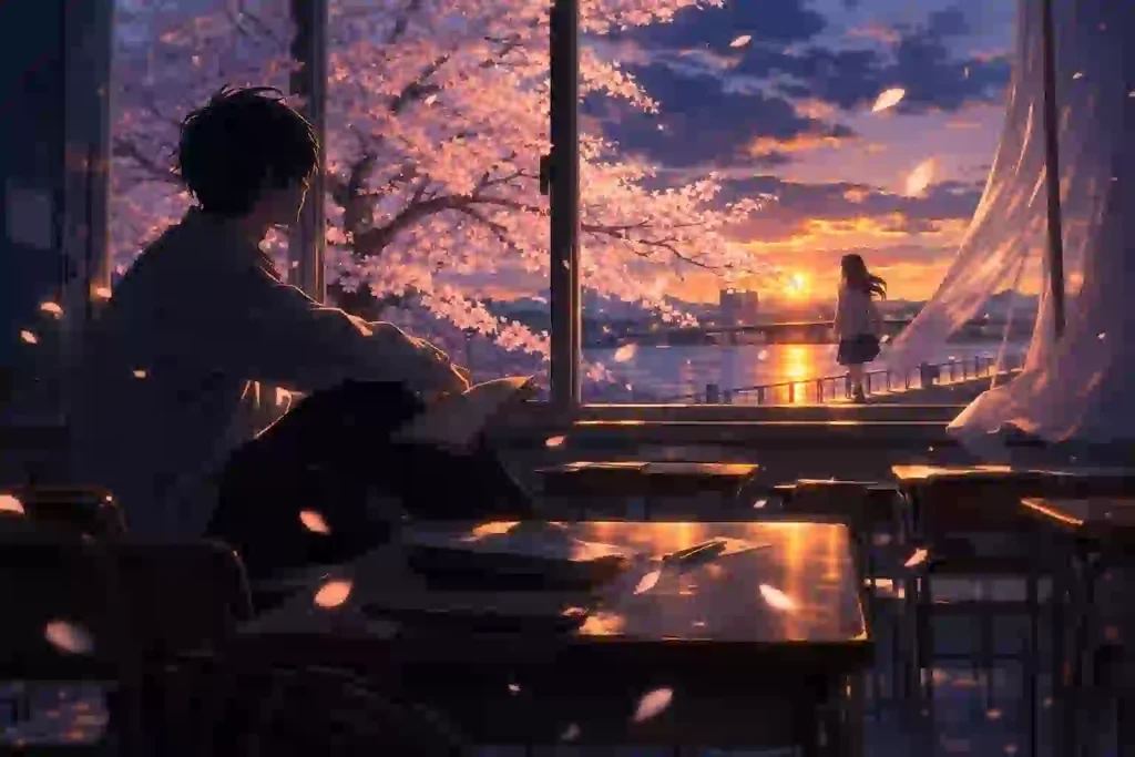 昼休みの教室で一人本を読む男子高校生