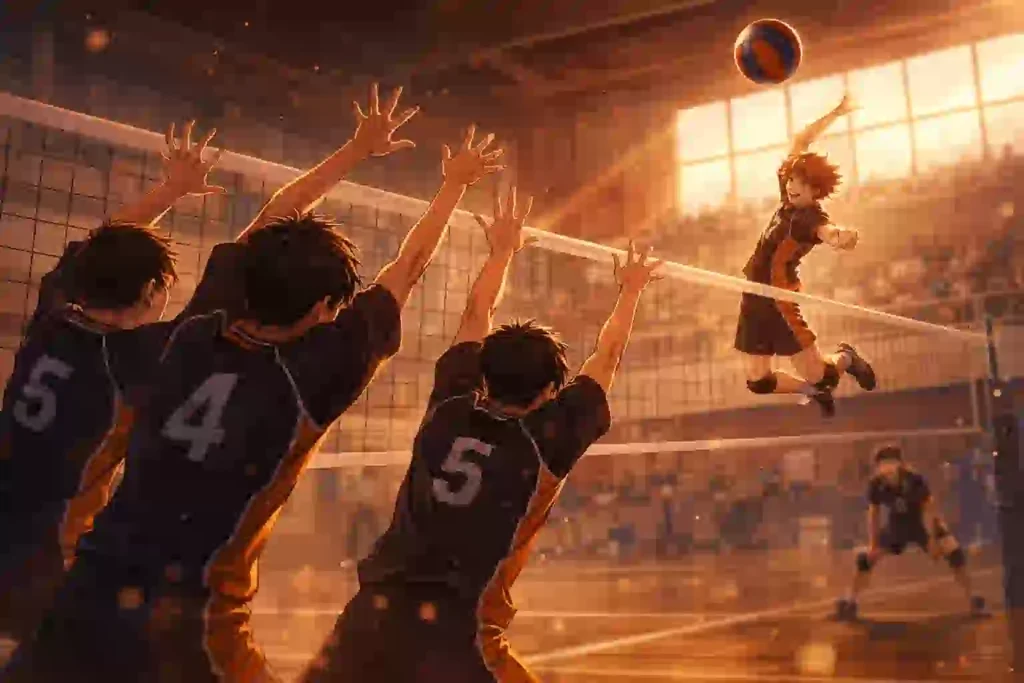 ハイキューで日向翔陽がスパイクを打つ場面