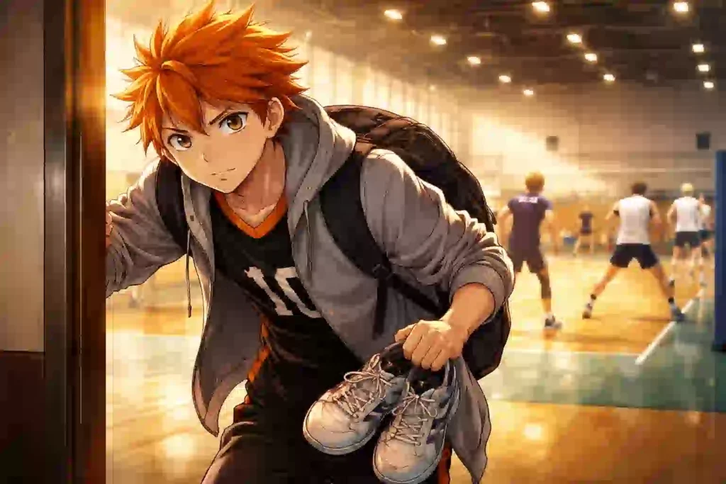 ハイキューの日向翔陽が強化合宿の体育館をのぞき込む姿