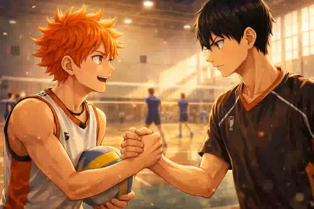 ハイキューの日向翔陽と影山飛雄が体育館で向き合う印象的な場面