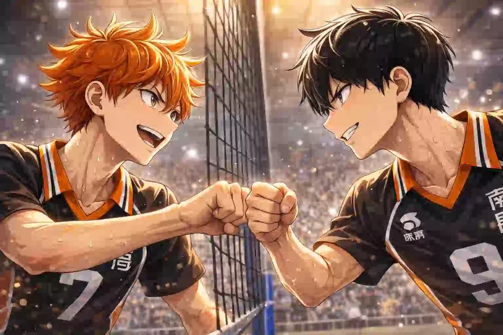 影山に使われる武器として始まった日向が、最後には影山に託される存在になることを表したイメージ