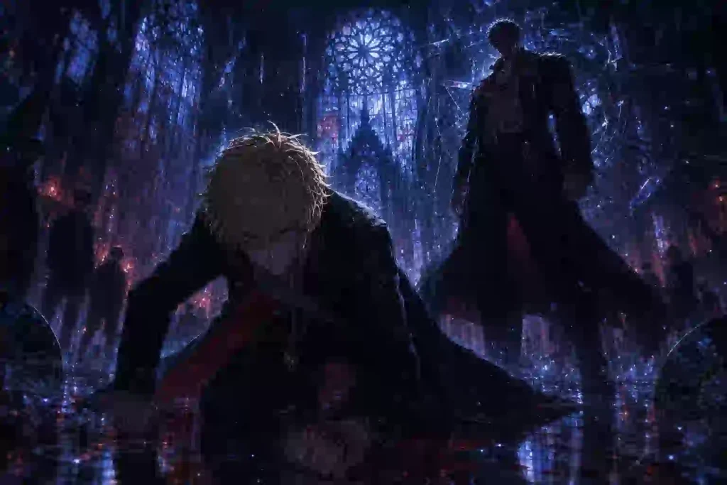 教会で倒れながらも大寿に立ち向かうタケミチをイメージした聖夜決戦編のアイキャッチ
