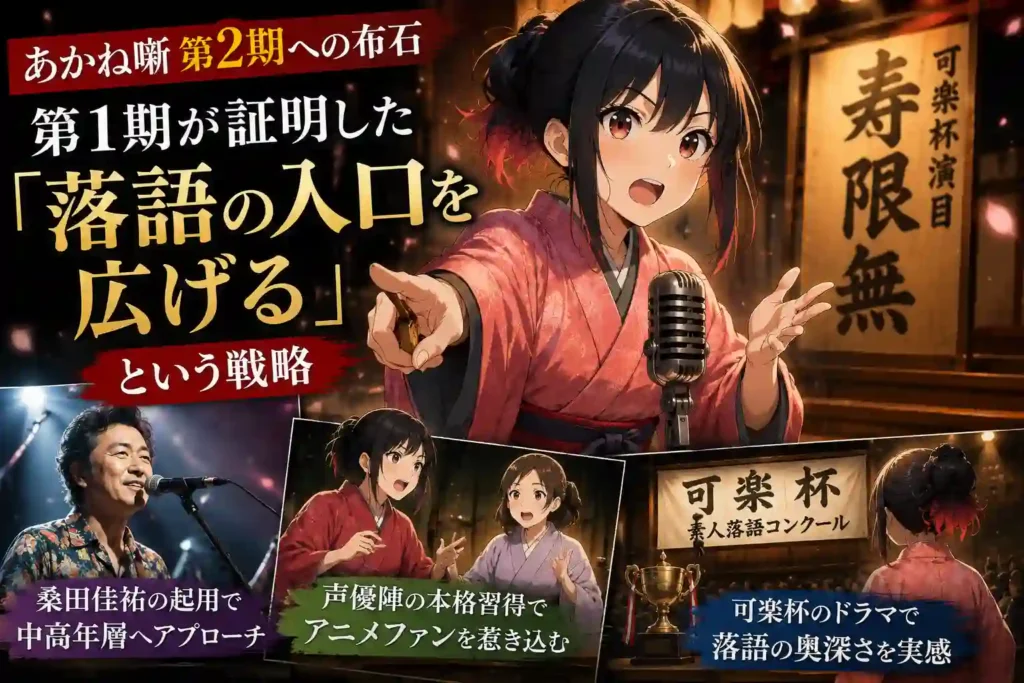 あかね噺第1期が落語の入口を広げた戦略を表すアイキャッチ画像