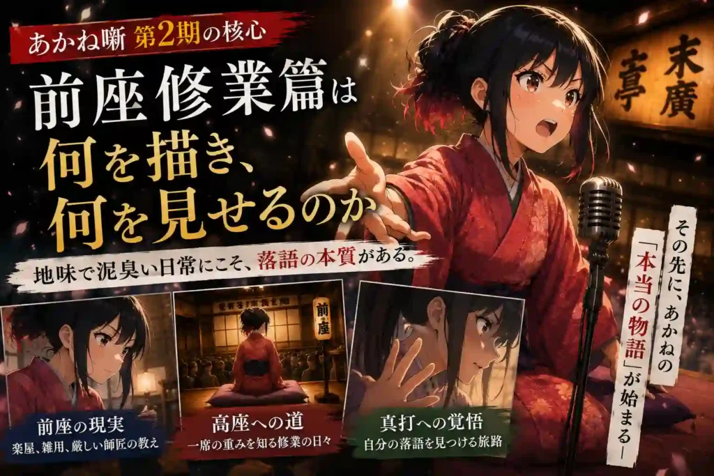 あかね噺2期「前座修業篇」が描く前座修業と落語の深まりを表すアイキャッチ画像