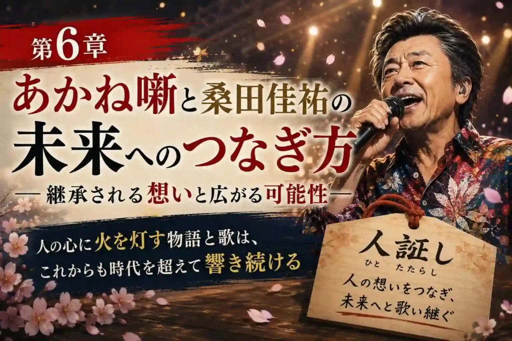 人誑しの芸が物語と音楽をつなぎ、あかね噺の未来へ広がっていくイメージ