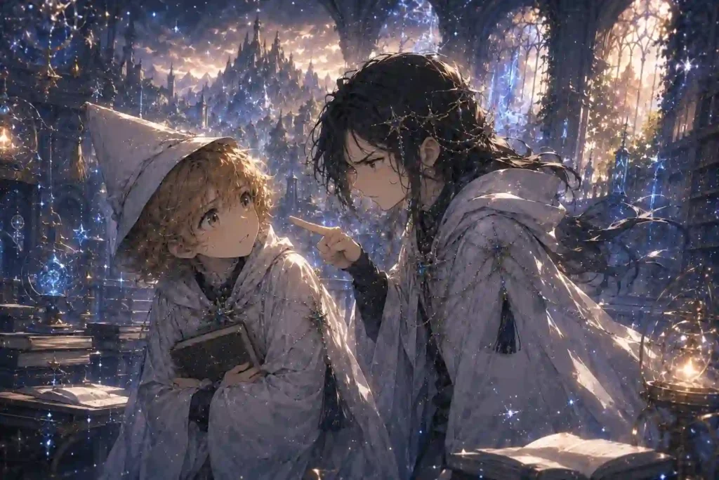 とんがり帽子のアトリエのアガットがココに厳しく向き合う場面のイメージ